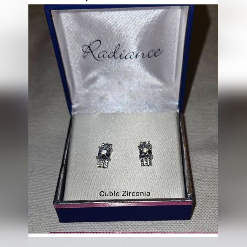 New Radiance Cubic Zirconia Silver Earrings in Elegant Gift Box.